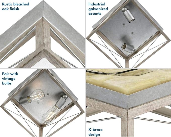 Progress Lighting Briarwood Collection 2-Light Ceiling Light, Flush Mount Ceiling Light Fixture for Interior Kitchen Lights, Hallway, Bedroom, Living Room, 12-Inch by 6-Inch, Galvanized Finish