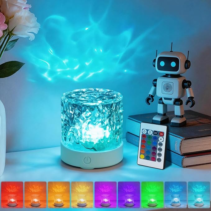 YXQUA Northern Lights Ocean Wave Projector Light, Galaxy Light Projector, 16 Colors Gradual Rotating Water Ripple Ambient Light Non-Wood, Aurora Projector for Sleeping, Home Theater, Party (Charge)