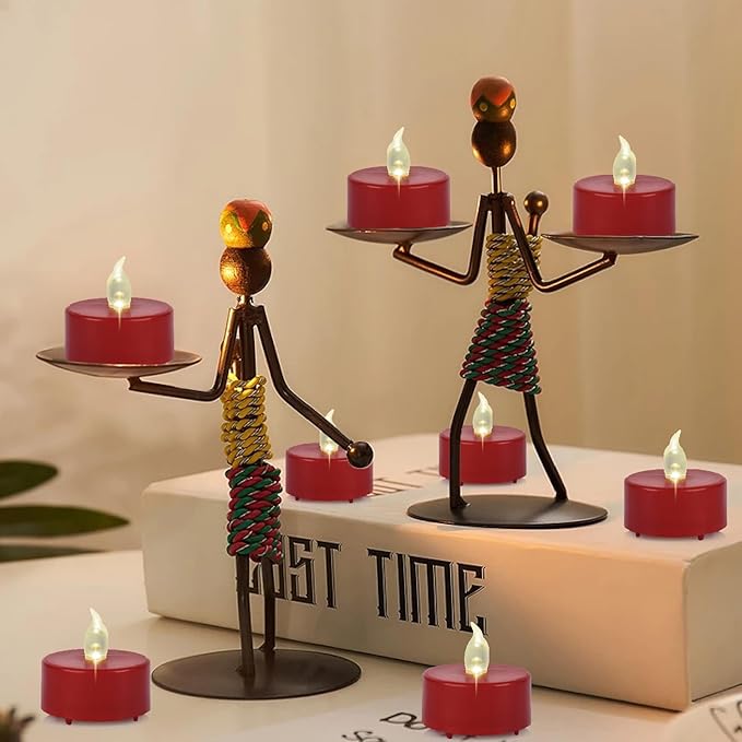 Battery Operated Tea Lights Candles,Flameless Led Electric Fake Candle, 50 Pack Realistic Flickering Votive Tealights, Long Lasting 200+Hours, for Wedding Party Home Decoration (Red)