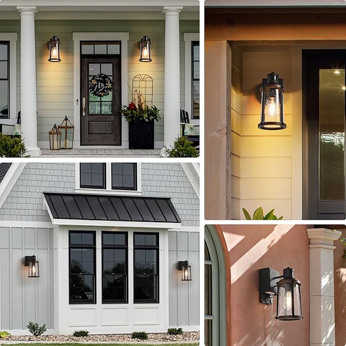 Dusk to Dawn Motion Sensor Outdoor Light with GFCI Outlet Waterproof Outside Porch Light Exterior Lighting Fixtures for House Garage Front Door,Bulb Included,12.5 "H,1PC
