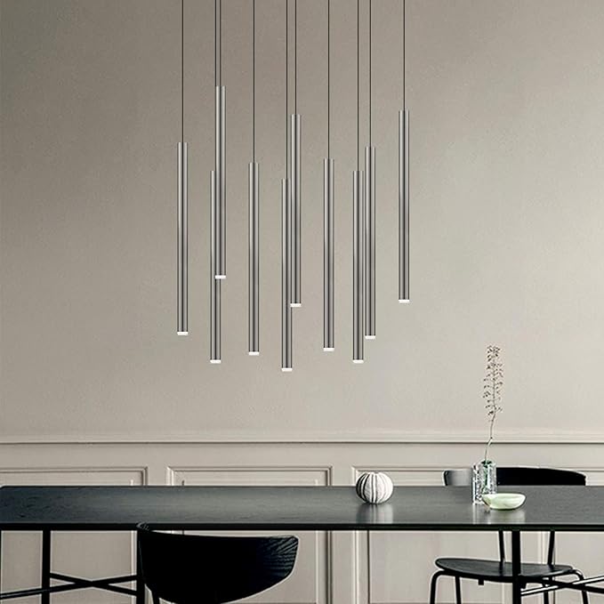 CANALIS 10 Mini Pendant Lighting Nickel - LED Hanging Light Fixture for Kitchen Island, Bar, Foyer - Cluster Pendants - Dimmable, Adjustable Wire, Lamp Bulb Included