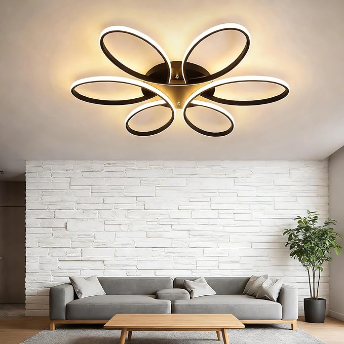 Modern LED Ceiling Light, 29 inch 90W, Dimmable Chandelier Fixture with Remote/APP Control, Indoor Lighting for Living Room, Dining Room, Bedroom, Kitchen