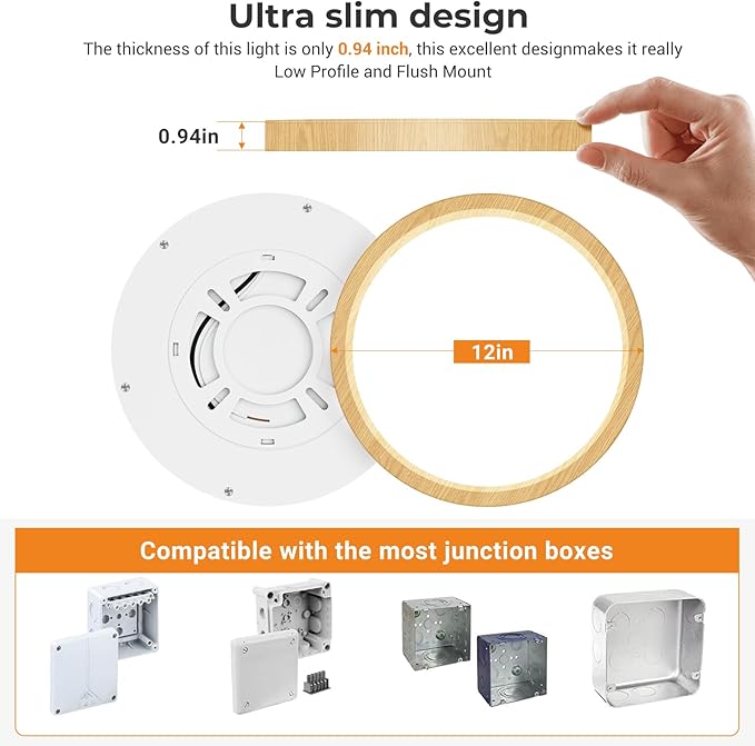 slochi 12Inch Flush Mount Ceiling Light Fixtures - 3Pack 3000K-4000K-6500K Flat Led Lights for Room Ceiling,Ultra Thin Round White Ceiling Lights for Living Room,Bedroom,Kitchen,Bathroom