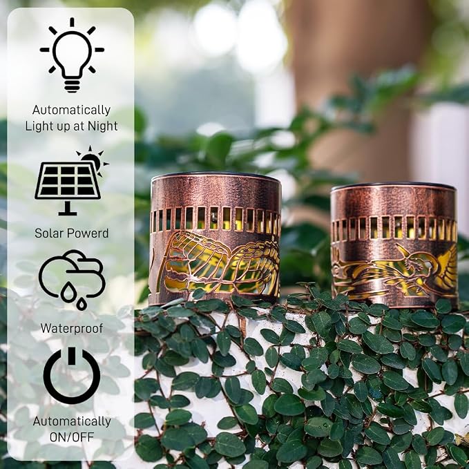 Solar Lantern Outdoor Waterproof Hummingbird 2 Pack Garden Decor Gifts for Women Mom Grandma