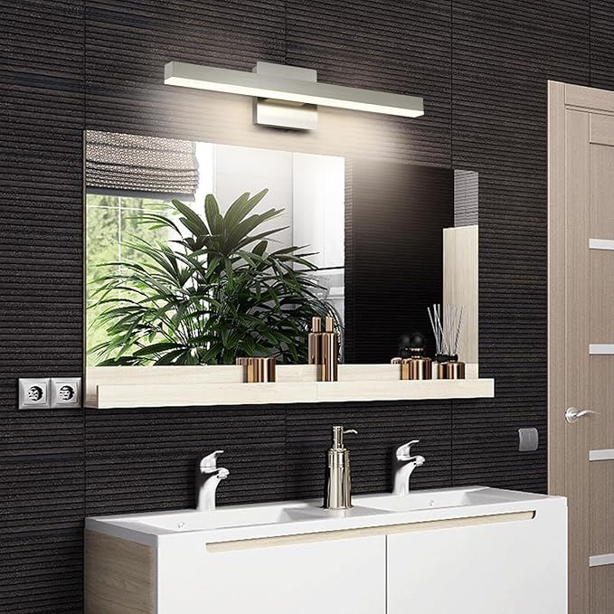 Joossnwell LED Bathroom Vanity Lighting Mirror Front Makeup Lights Fixtures Indoor Wall Mount Sconces Lamps Brushed Nickel 23.62" Inch 18W 4000K