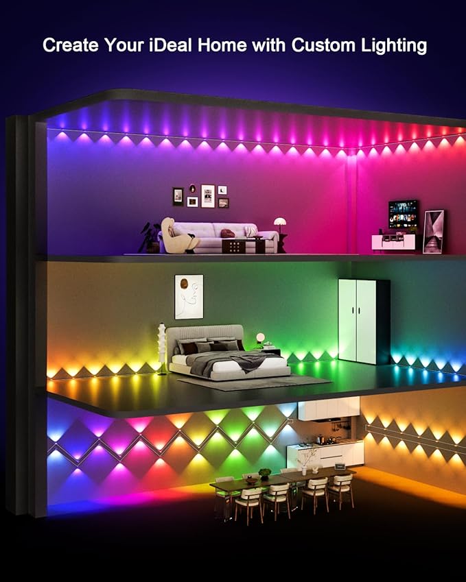 Super RGB Smart Permanent Outdoor Lights, 50FT 30LEDs Color Changing RGB IC Wall Lights, APP & Remote Control, Music Sync, Dynamic Lighting for House, Living Room, Ceiling, Eave Party Xmas Decoration