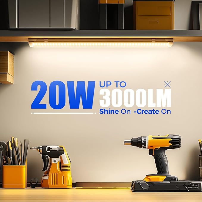 Barrina LED Shop Light 2FT, 20W 3000LM 3000K, Clear Cover Linkable Tube Lights, V Shape Integrated T8 LED Lighting, Ceiling Lights for Garage, Warehouse, Workshop, ETL Listed, 2 Packs