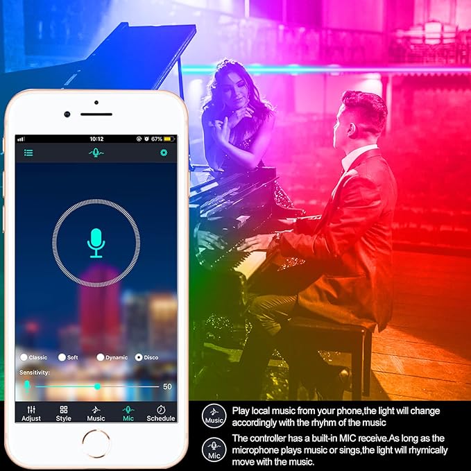 LED Strip Lights 100ft, Bluetooth and APP Control, Multicolor RGB Light Strips, Music Sync Color Changing for Bedroom Indoor