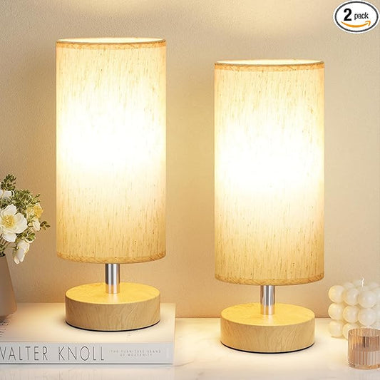 PartageiZ Small Table Lamp for Bedroom Set of 2 - Bedside Lamps for Night Stands, Minimalist Nightstand Light Lamp, Desk Lamps for Reading Room, Kids Room, Living Room, Office, Dorm