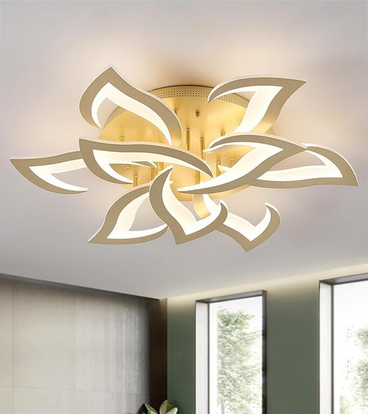 MEIXISUE LED Ceiling Light Gold Dimmable Close to Ceiling Lamp with Remote Control for Living Room,Bedroom,Kitchen,W31.5