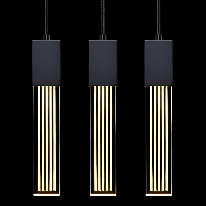 3 Pack Mini Integrated Hanging Natural Crystal Kitchen Island Modern Concise Pendant Ceiling Light Fixtures,Black Finish for Kitchen Island Dining Room Bedroom Hallway