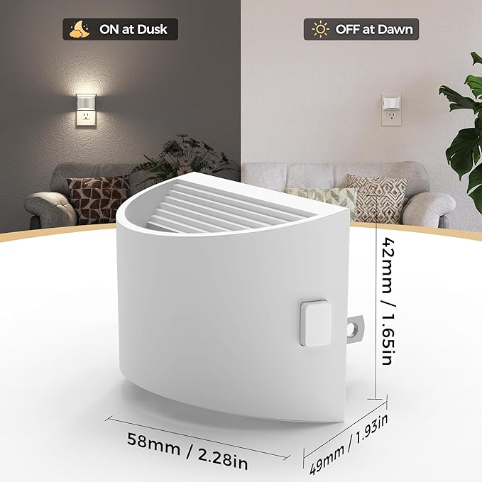 DORESshop LED Night Light[2 Pack], Night Lights Plug into Wall, 3 Level Brightness Adjustable Plug in Night Light, Dusk to Dawn Sensor Nightlights for Adults,Bedroom,Bathroom,Hallway, 5000K