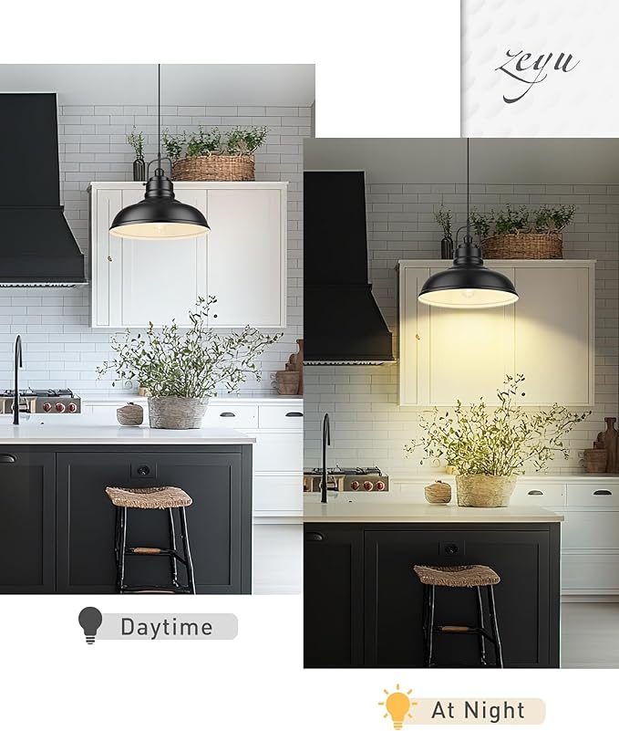 zeyu Modern Hanging Light Fixture, Kitchen Island Pendant Lights, 1-Light Adjustable Hanging Light, Matte Black Finish, 016-1M BK