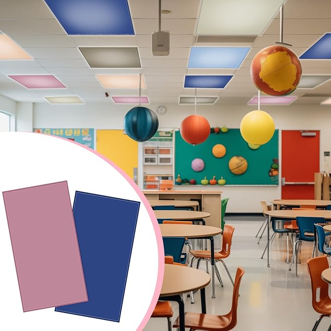 6 Pcs Fluorescent Light Covers 4 x 2 ft Magnetic Ceiling Light Covers Lights Filters for Classroom Office Home School(Boho Color)