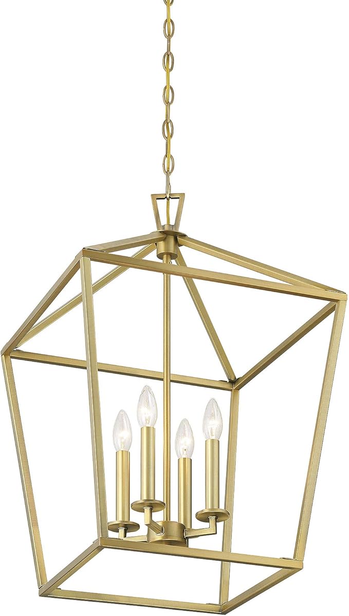 Savoy House 1-321-4-322 Townsend Traditional Open Frame Pendant Light Fixture, 4-Light 240 Total Watts, 26" H x 17" W, Warm Brass