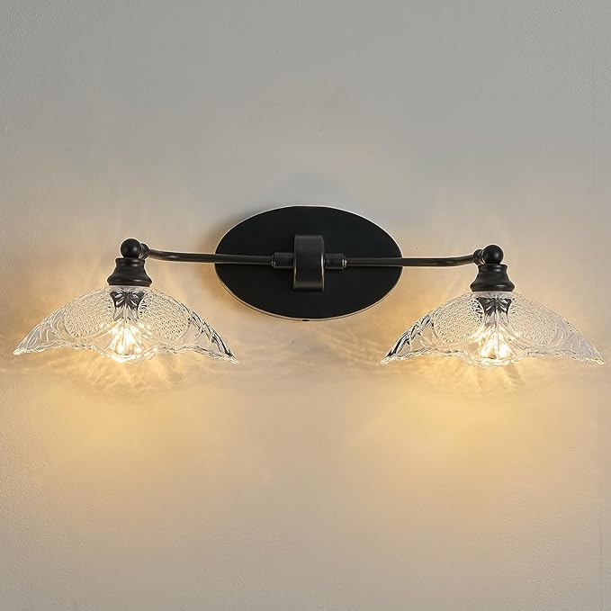 22.83-inch Black Bathroom Mirror Light Fixture， 2-Light E12 Sockets ，Vanity Lights ，Modern Minimalist Makeup Mirror Light Bathroom Vanity Light Fixtures(Bulb not Included)