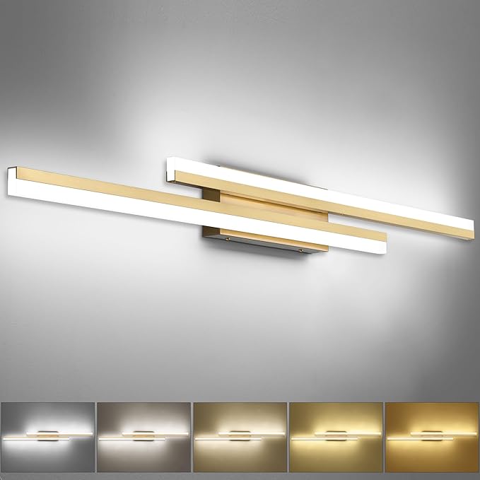 PRESDE 48 Inch LED Bathroom Light Fixtures Over Mirror Brushed Gold Vanity Light Modern Bath Lighting Bar 5CCT