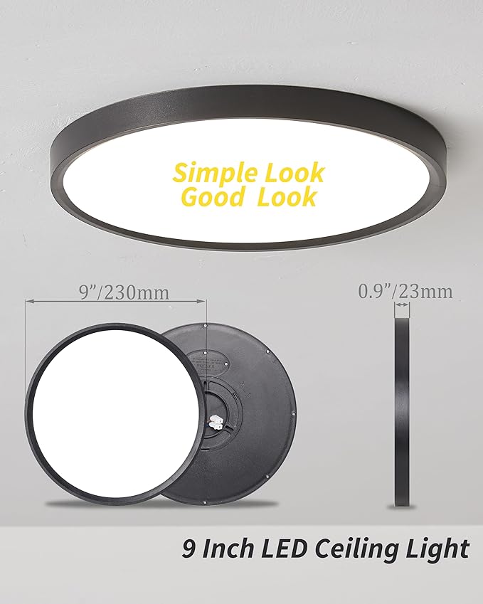 6pack 9 Inch Flush Mount Ceiling Light, 18w Led Ceiling Light, 3000k/4000k/6000k Selectable 1860lm Ceiling Light, Super Slim Led Light Fixture For Bedroom Kitchen Living Dining Room Office