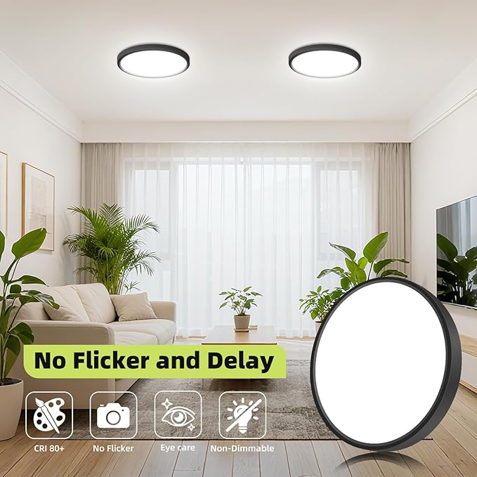 hepside 6PACK Flush Mount LED Ceiling Light Fixture 5CCT 7Inch 15W & 100W Equivalent Closet Light Fixture,Small Round Slim Surface Ceiling Lamp for Hallway,Bathroom,Bedroom,Kitchen,Interior