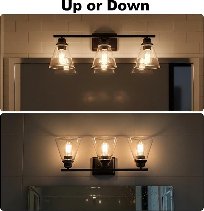 Oil Rubbed Bronze 3-Light Bathroom Vanity Light and Accessories Kit, 5-Piece All-in-One Bathroom Light Set Includes Oil Rubbed Bronze 3-Light Vanity Light,Robe Hook,Tissue Holder,Towel Bar,Towel Ring