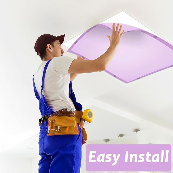 Wiooffen 6 Pcs Fluorescent Light Covers with 60 Magnets Decorative for Classroom Ceiling Light 4x2 Feet Magnetic Filter Easy Install for Office Hospitals & Home Drop Ceiling Supplies(Purple)