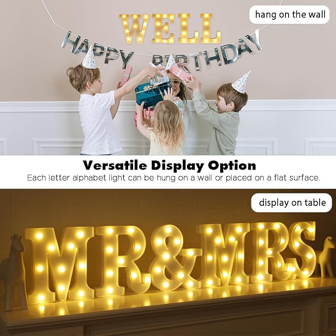 DyingSwan Small Led Marquee Letters, Light Up Letters, 8.58 Inch Led Letter Lights, Battery Powered Lighted Sign for Table, Party, Birthday, Christmas Decor (Letter W)