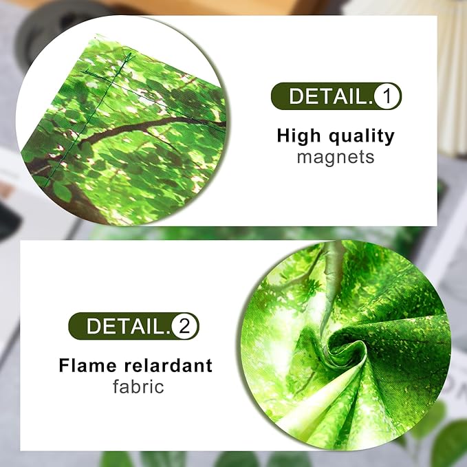 4 Pcs 1 x 4 Feet Fluorescent Lights Covers Magnetic Ceiling Light Cover with 8 Magnets Fluorescent Light Filters for School Classroom Home Drop Lamp Decor (Forest)