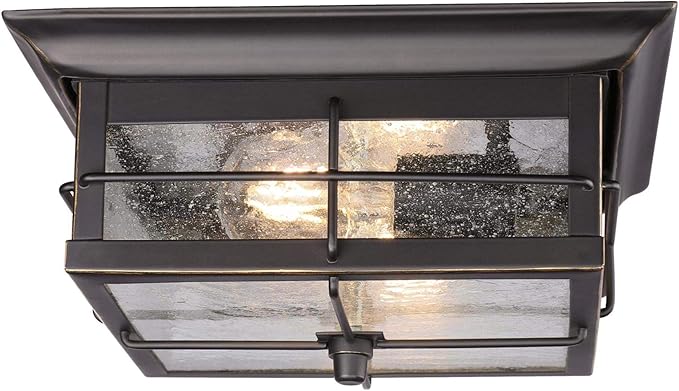 Westinghouse 6578400 Orwell 2 Light Outdoor Flush Mount Fixture in Oil Rubbed Bronze and Clear Glass, 6578400