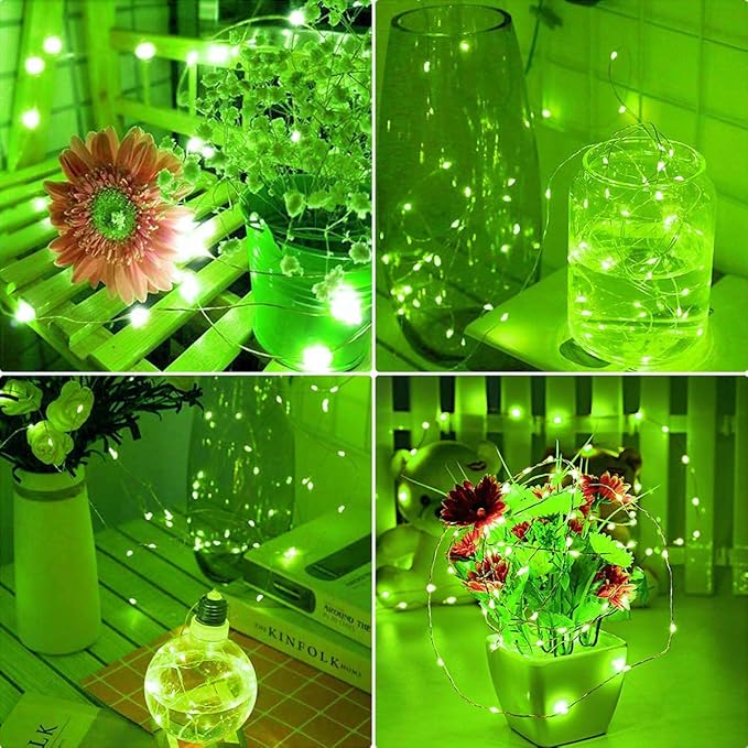 Yiaht 12 Pack Fairy Lights Battery Operated String Lights 7 Feet 20 Led Waterproof Christmas Lights Silver Wire Firefly Starry Moon Lights for Bedroom DIY Party Wedding Patio Christmas (Green)