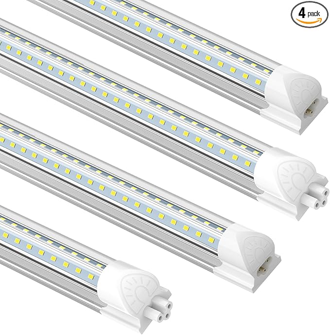 SHOPLED LED Shop Light 5FT, 50W 6500LM 6000K Cool White, V-Shape T8 Linkable LED Tube Lights, Work Shop Lights for Garage, Workbench, Basement, ETL Listed, 4 Pack