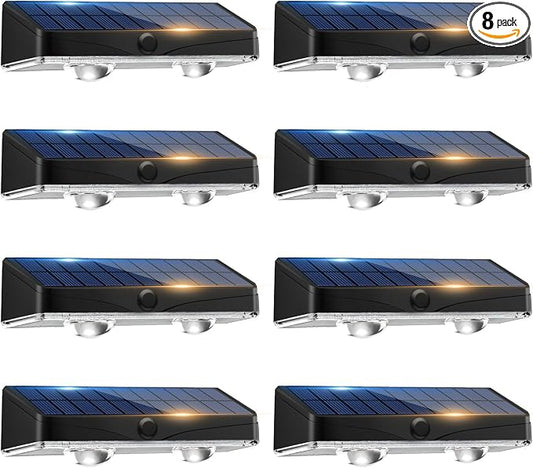 kolpop Solar Fence Lights Outdoor,11 Modes & 9 Colors Fence Lights Solar Powered,IP65 Waterproof, 60LM LED Solar Lights for Patio,Backyard,Outside,Railing,Wall,Nighttime,Party,Pool,8 Pack
