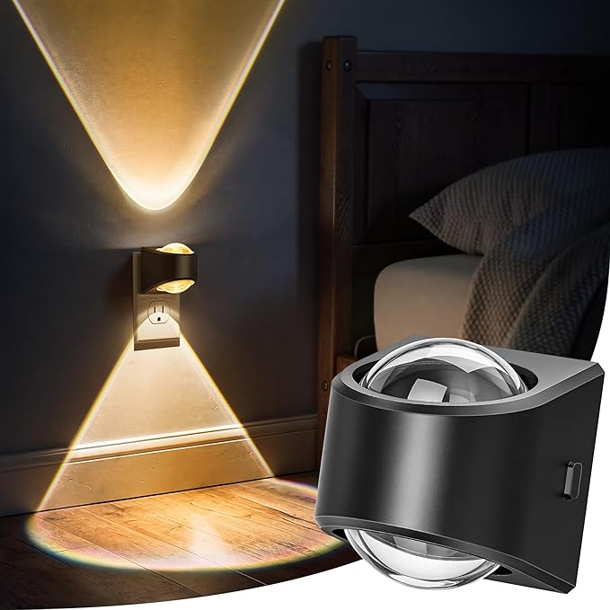 Briignite Projector Night Light, Night Lights Plug into Wall, Soft White for Bedroom, Dimmable Brightness Dusk to Dawn Nightlight for Kids, Nursery, Bathroom, Home Decor, Gaming Room