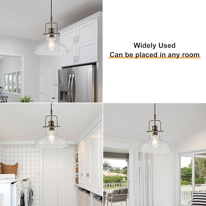 WILON Seeded Glass Pendant Lights,11 Inch Rust-Coloured Pendant Lights Kitchen Island with E26 Base Vintage Hanging Ceiling Lamp for Kitchen Sink Hallway Dining Room Entry Hall