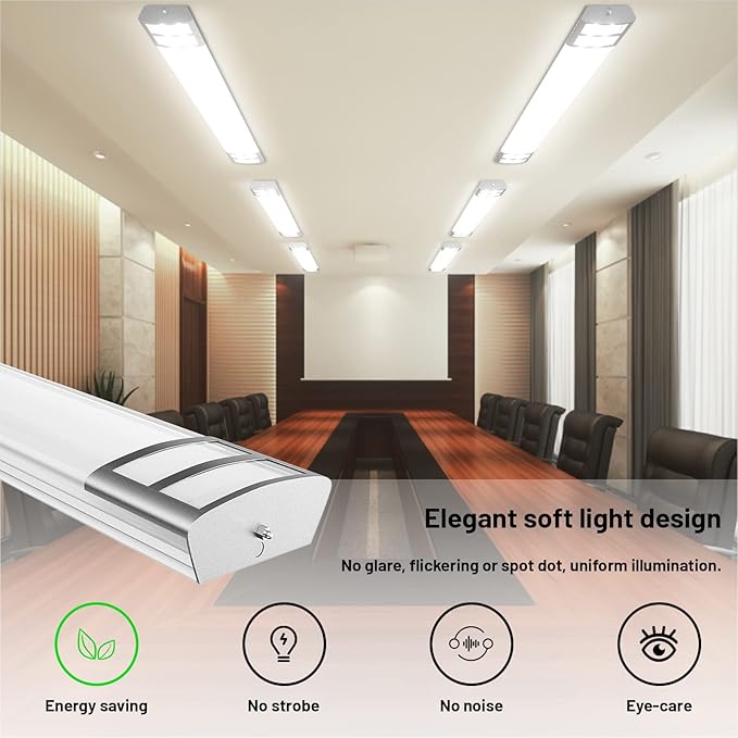 ANTLUX NTLUX 4FT LED Flush Mount Puff Lights, 40W 4500LM, 5000K Daylight White, 48 Inch Linear LED Kitchen Ceiling Lighting Fixtures for Laundry, Craft Room, Fluorescent Light Replacement