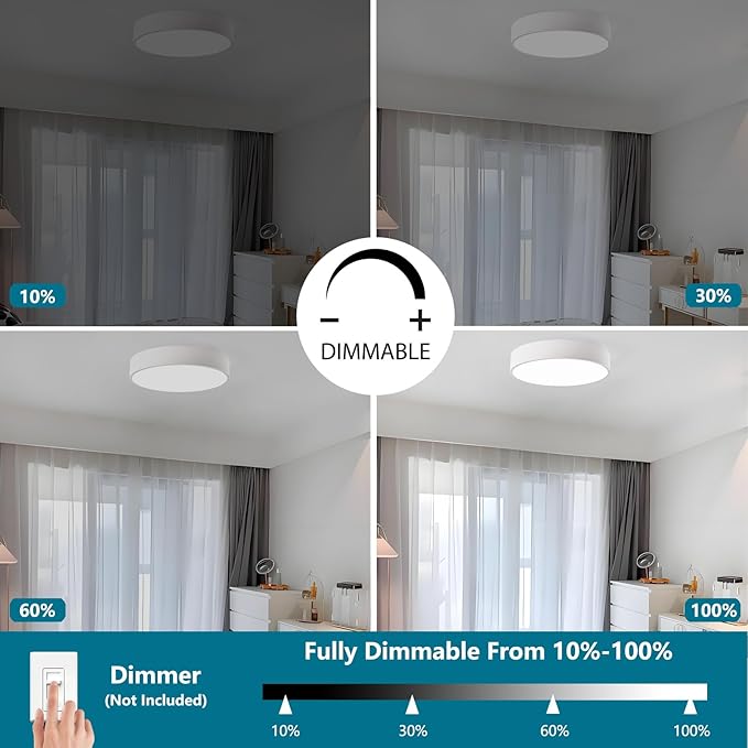 Modern Flush Mount Ceiling Light, 3-Lights Round White Ceiling Light Fixtures, Minimalistic Ceiling Lamp Acrylic Shade Lighting Fixture for Bedroom Laundry Room Living Room Hallway(15.8")