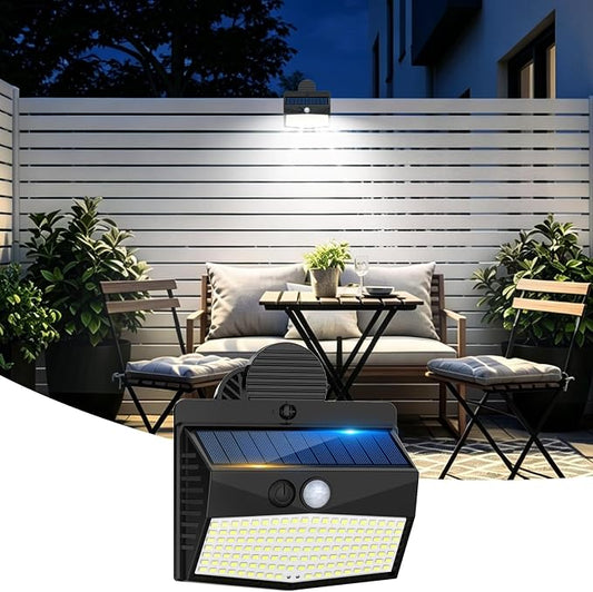 Peasur 1 Pack 138 LED Clip On Solar Lights Outdoor, Motion Sensor Lights with 3 Modes, Solar Security Light Waterproof for Outside Fence, Deck, Gutter, Camping