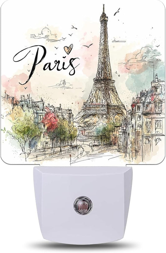 Paris Eiffel Tower Night Light, Dusk to Dawn Nightlight with Auto Sensor Lamp Home Indoor Stairway Kitchen Corridor, Night Lights Plug Into Wall Decorative for Boys Girls Women Men Room Gifts