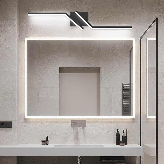 ZUZITO 32inch Black Bathroom Vanity Light Modern LED 3CCT Dimmable 24W Bathroom Lighting Fixtures Over Mirror 3000K/4500K/6000K 3 Color Adjustable