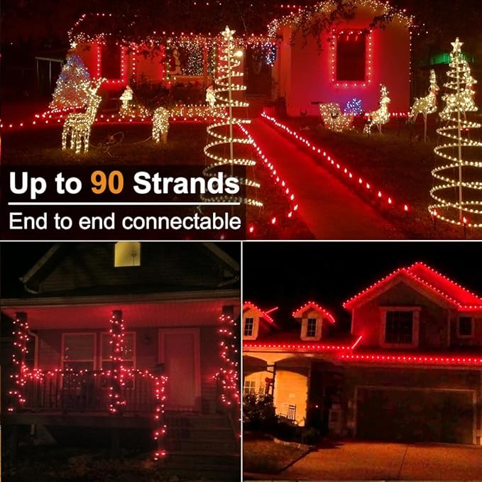 Brizled Red String Lights, 16ft 25 LED Faceted C9 Chrsitmas Lights, Connectable 120V UL Certified Tree Lights, Indoor Outdoor Christmas String Lights for Xmas, Patio, Party