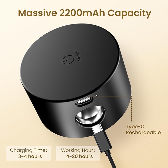 LED Wall Mounted Lamps, Battery Operated Rechargeable Wall Lights, 3CCT & Dimmable, 360°Rotation with Magnetic Ball, Cordless Wall Sconces for Picture Bedside Bedroom Reading, Black-2 Pack