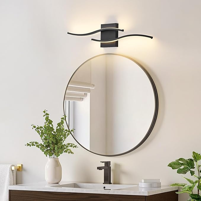 KARTOOSH Hardwired Bathroom Vanity Lights Fixtures Over Mirror Black Light Fixture Wall Lights 3CCT Dimmable LED Bathroom Light Fixtures 23.6 Inch Modern Wall Sconce Picture Lights for Wall (1 Pack)