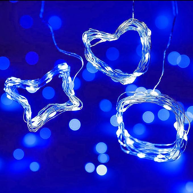 Yiaht 12 Pack Fairy Lights Battery Operated String Lights 7 Feet 20 Led Waterproof Christmas Lights Silver Wire Firefly Starry Moon Lights for Bedroom DIY Party Wedding Patio Christmas (Blue)