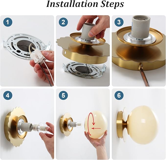Modern Globe Glass Wall Sconces- Minimalist Home Shop Decor Wall Light 7" Glass Shade Hardwired- 1 Light Mid Century Wall Lamps Indoor Bedroom Bathroom Hallway Vanity Sconce Light (Gold-Beige)