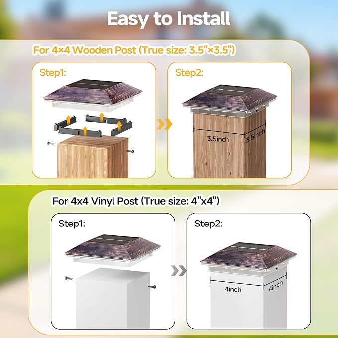 Mlambert 12 Pack Solar Post Cap Lights Outdoor - 3 Lighting Modes Waterproof LED Solar Post Lights Fit 3.5×3.5 Wood/4×4 Vinyl Fence Deck Posts, Brown