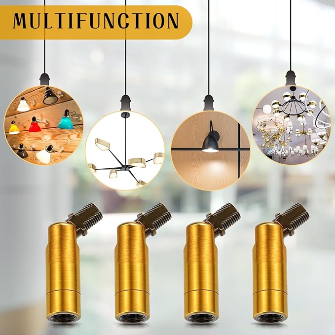 Tondiamo 4 Pcs Golden Sloped Ceiling Light Adapter 180 Degree Pendant Suspension Canopy for Chandelier Track Ceiling Lamp Pendant Vaulted Overhead Light Hanging Helper for Vaulted or Angled Overhead