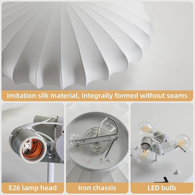 ziidoo 2-Light Semi Flush Mount Ceiling Light,15.7in White Imitation Silk Wabi Sabi Round Lantern 3000K Modern Close to Ceiling Light fixtures for Bedroom Living Room Entryway Hallway