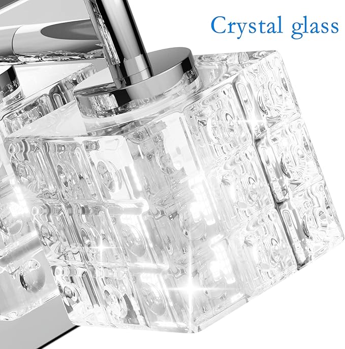 Ralbay Chrome Bathroom Vanity Light Fixtures 5 Lights Modern LED Chrome Vanity Light Over Mirror Modern Crystal Vanity Lights