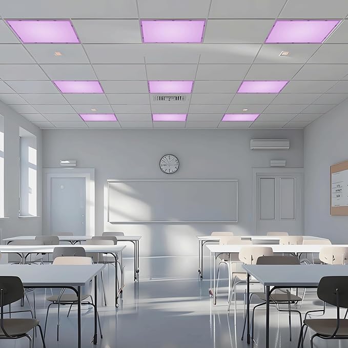 Wiooffen 6 Pcs Fluorescent Light Covers with 60 Magnets Decorative for Classroom Ceiling Light 4x2 Feet Magnetic Filter Easy Install for Office Hospitals & Home Drop Ceiling Supplies(Purple)