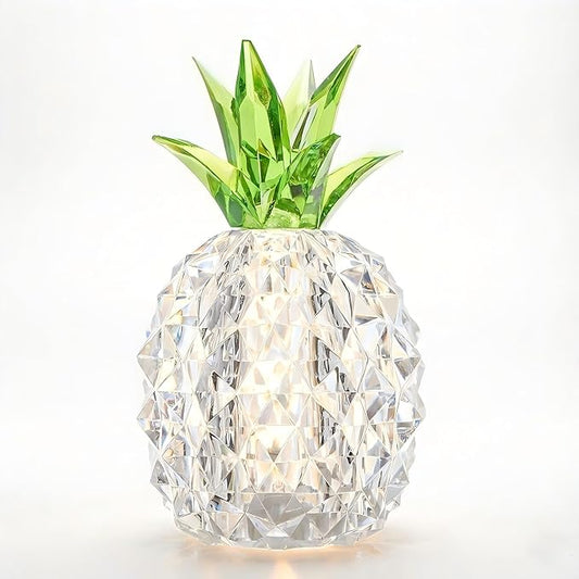 Clear Crystal Pineapple Lamp, 4.9'' Battery Operated Table Lamp Night Light for Vanity Bathroom Decor, Wedding Bridal Shower Decorations, Birthday Gifts for Women