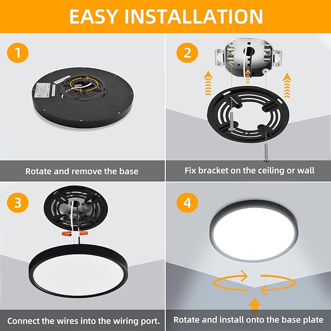 Hlite 6pack 9 Inch Flush Mount LED Ceiling Light Fixture,18W 1800LM Super Slim Light Fixtures Ceiling Mount 3000K/4000K/5000K 3CCT Selectable,Light Fixtures for Kitchen,Bedroom(Black)